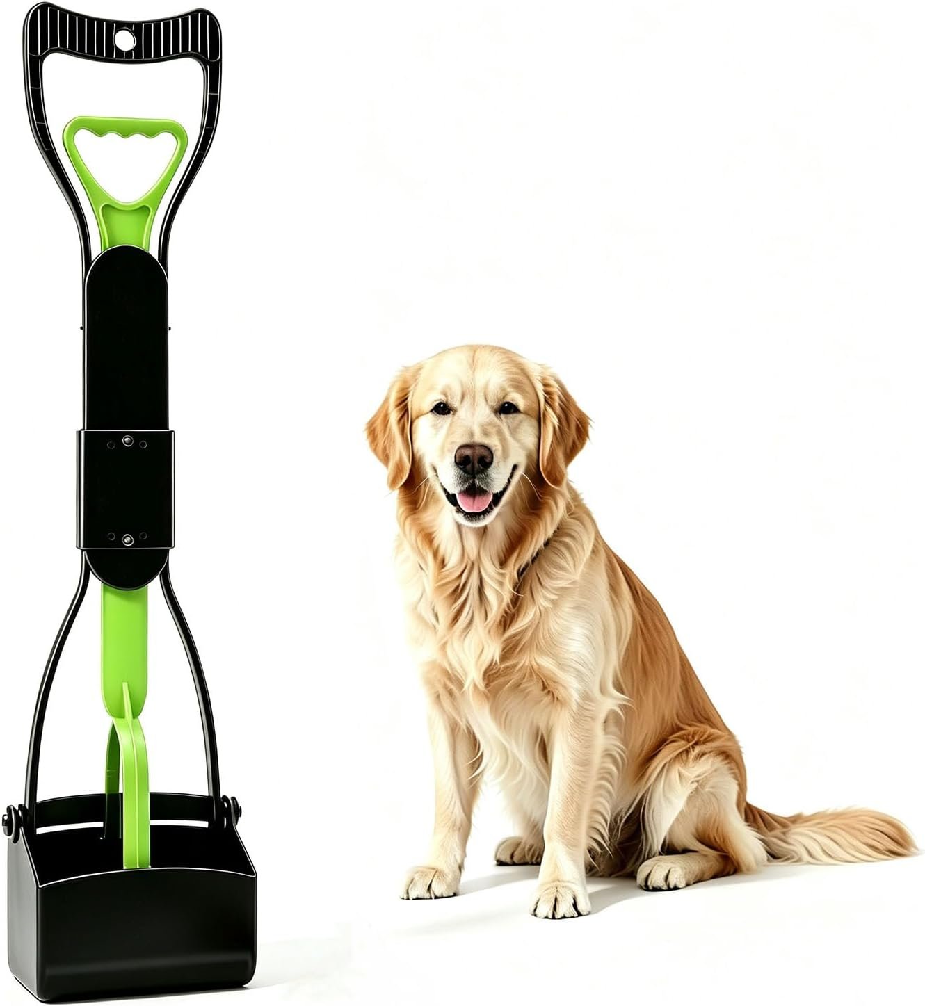 23.6″ Pooper Scooper, Portable Dog Poop Pick Up Tool for Large Medium Dogs, Heavy Duty Pet Waste Cleaner for Yard, Lawns, Grass and Outdoor Green