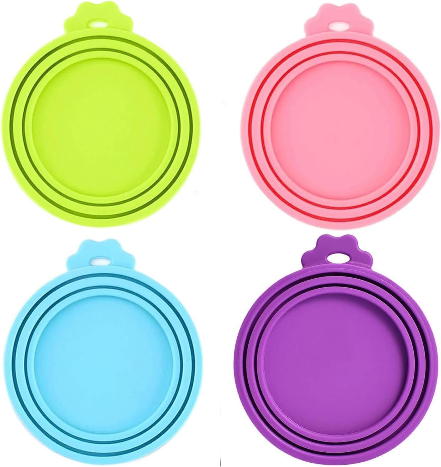 4 Pack Pet Food Can Cover Silicone Can Lids for Dog and Cat Food(Universal Size, One fit 3 Standard Size Food Cans)