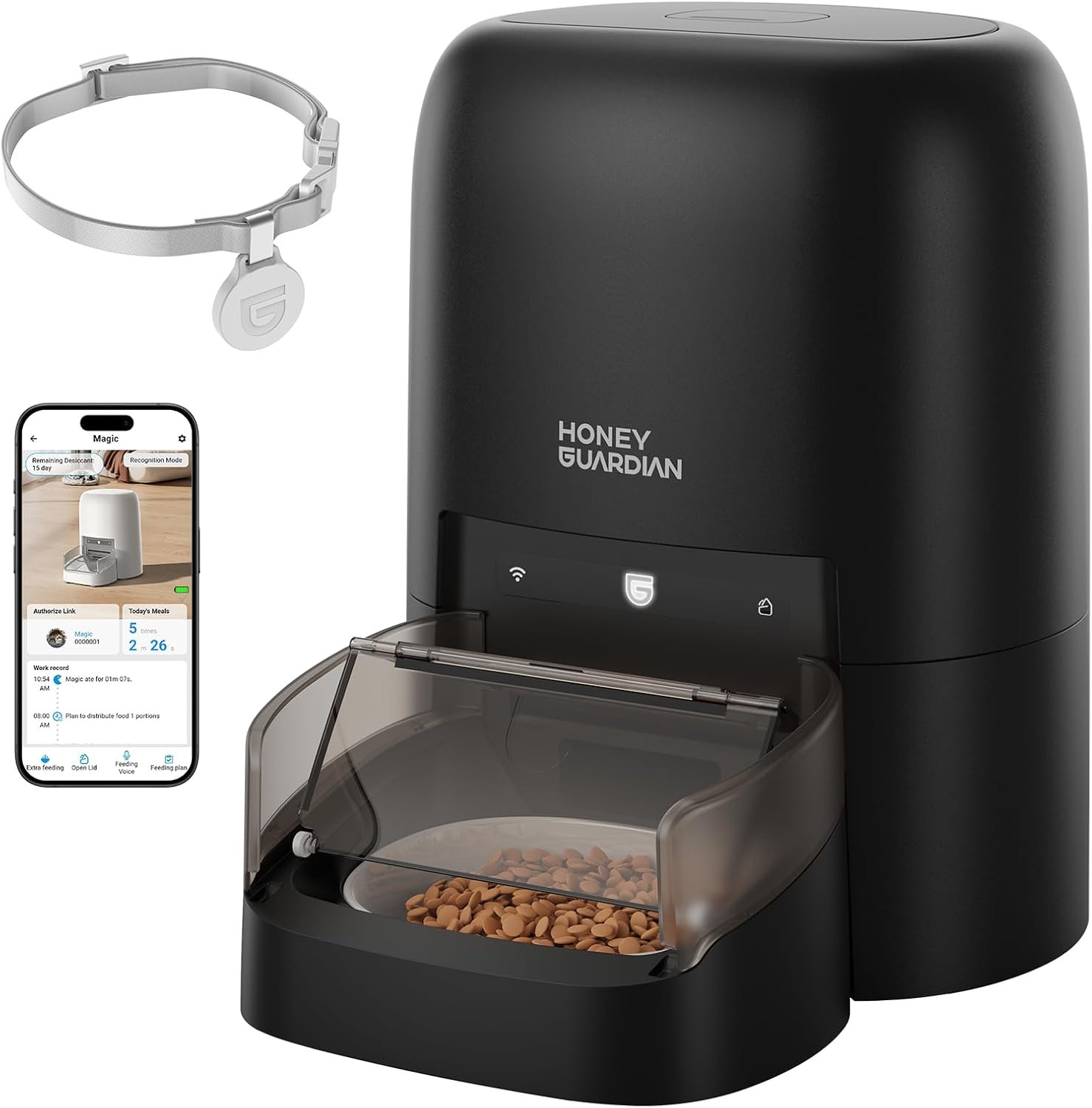 HoneyGuaridan RFID Automatic Cat Feeder,Collar Tag for Personalized Meal