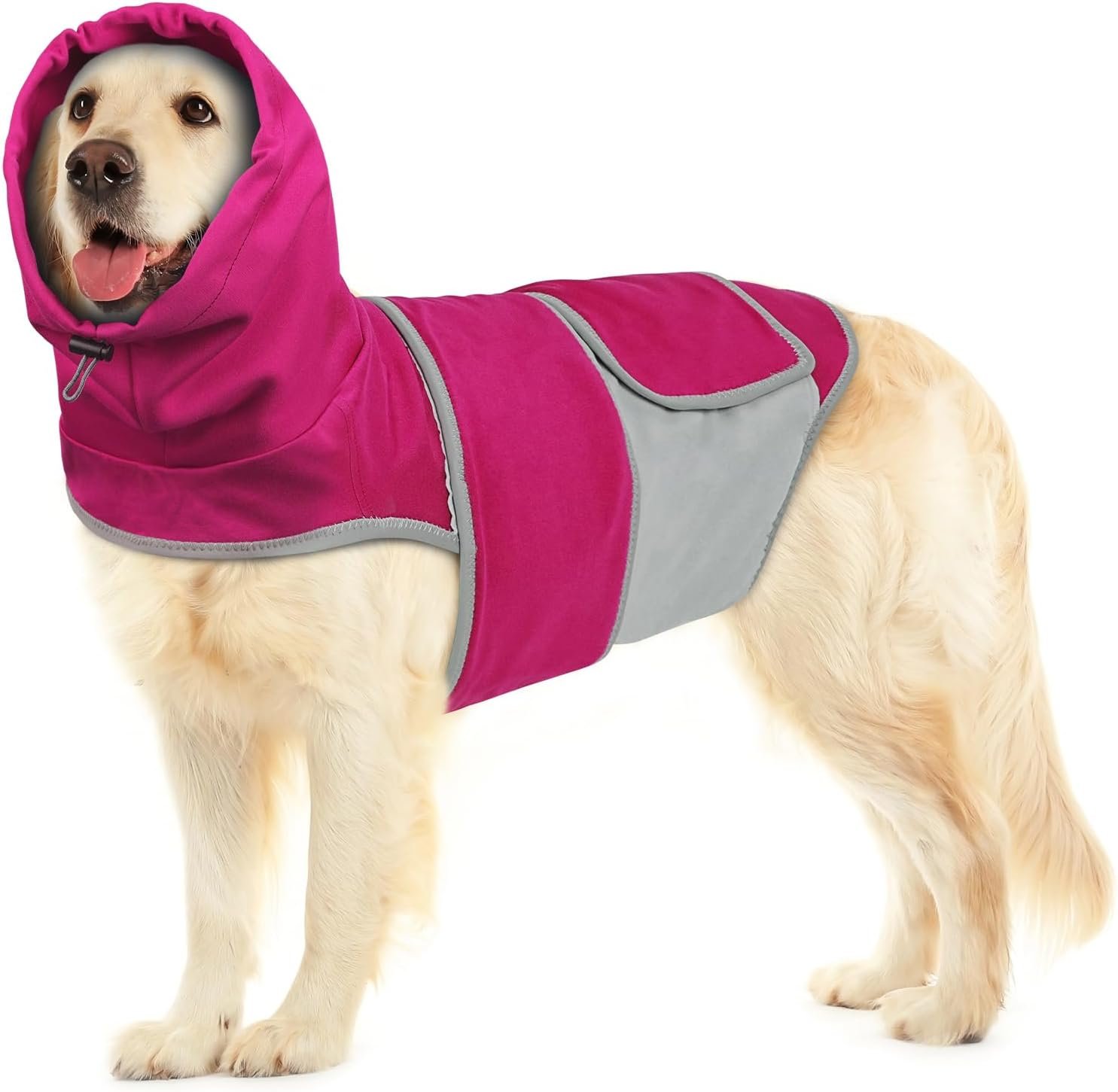 Dog Anxiety Shirt with Hood, Thunder Vest Noise-Reducing, Skin-Friendly Relief Calming Jacket for Storm, Separation, Festive Fireworks, Vet Visits, L, Bright Red