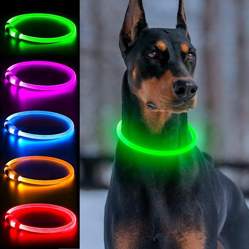 Light Up Dog Collar, USB Rechargeable, LED, Green