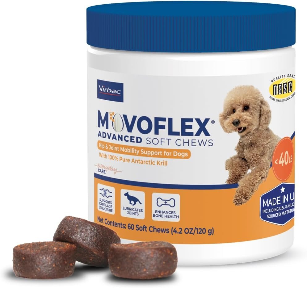 MOVOFLEX Advanced Soft Chews Hip and Joint Support Supplement for Small Dogs – 60 Count by Virbac