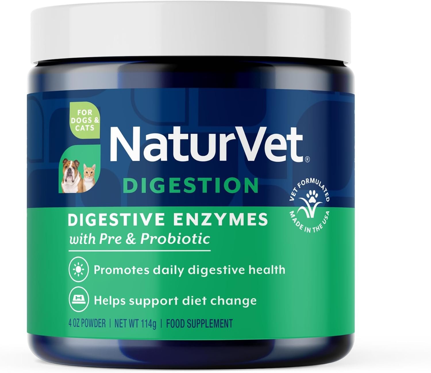 NaturVet Digestive Enzymes with Pre & Probiotic for Dogs & Cats – 4 oz