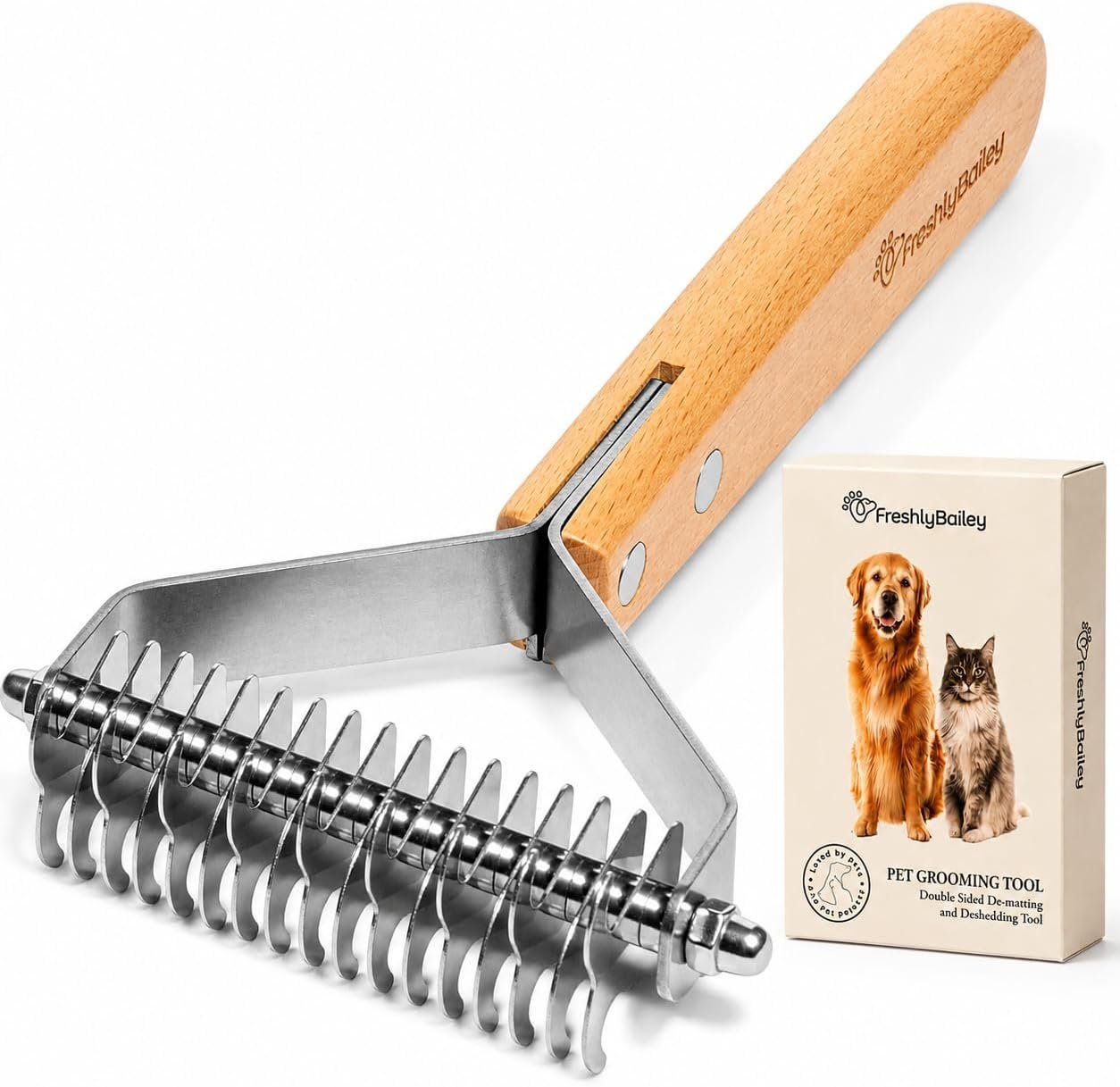 Dematting Comb for Cats and Dogs – Deshedding Undercoat Rake – Mat Remover
