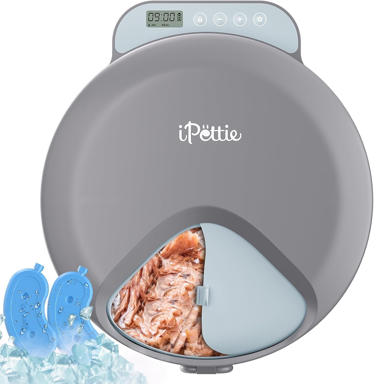 iPettie Zharko Four Meals Automatic Wet Food Feeder – True 4 Meal Design with Locking Lid, Smart Cat Timer Automatic Feeder for Wet Cat Food, Two Ice Packs, Easy to Clean & Portable Design