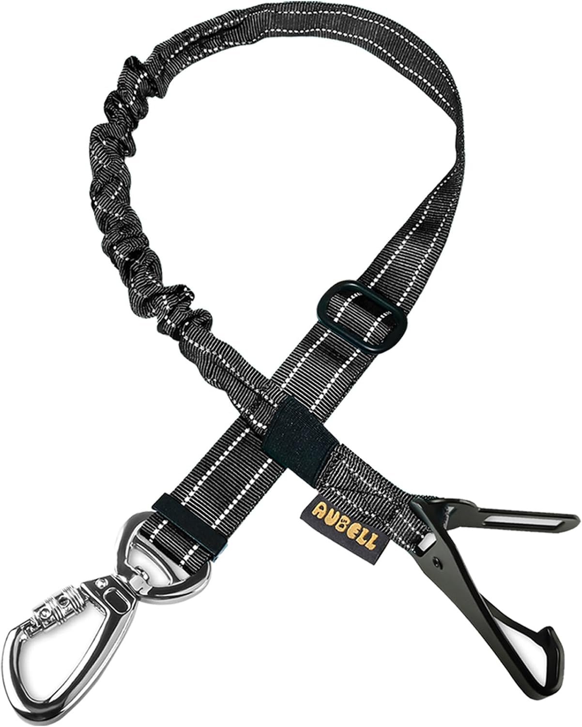 AUBELL Dog Seat Belt for Car,Updated 3-in-1 Bungee Dog Car Harness,Black