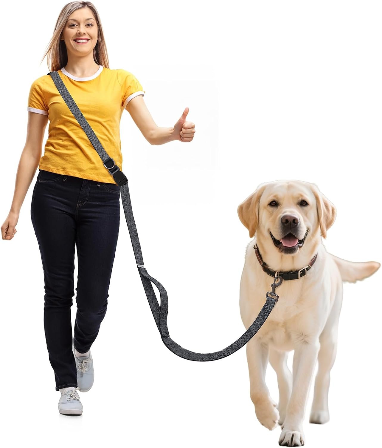 Hands Free Dog Leash,Galaxy Reflective,Crossbody Dog Leash,Black