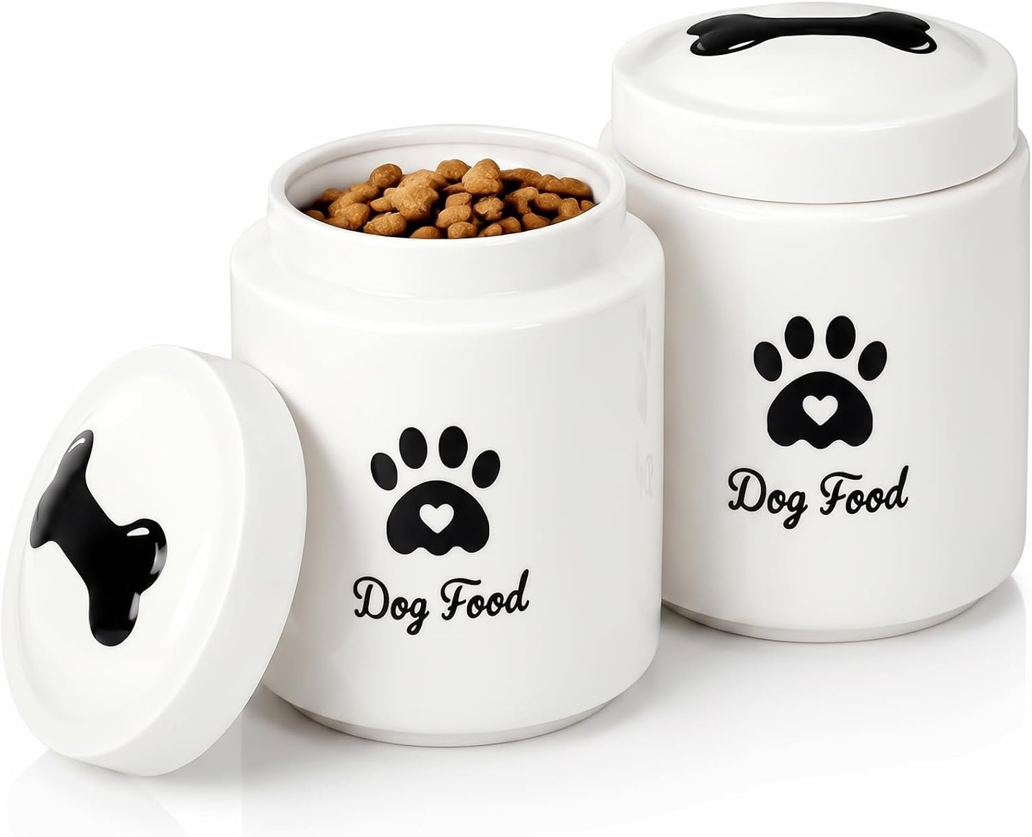 2 Pcs Dog Treat Container Ceramic Airtight with Lid 4.7″ x 6.3″ 4 Cups