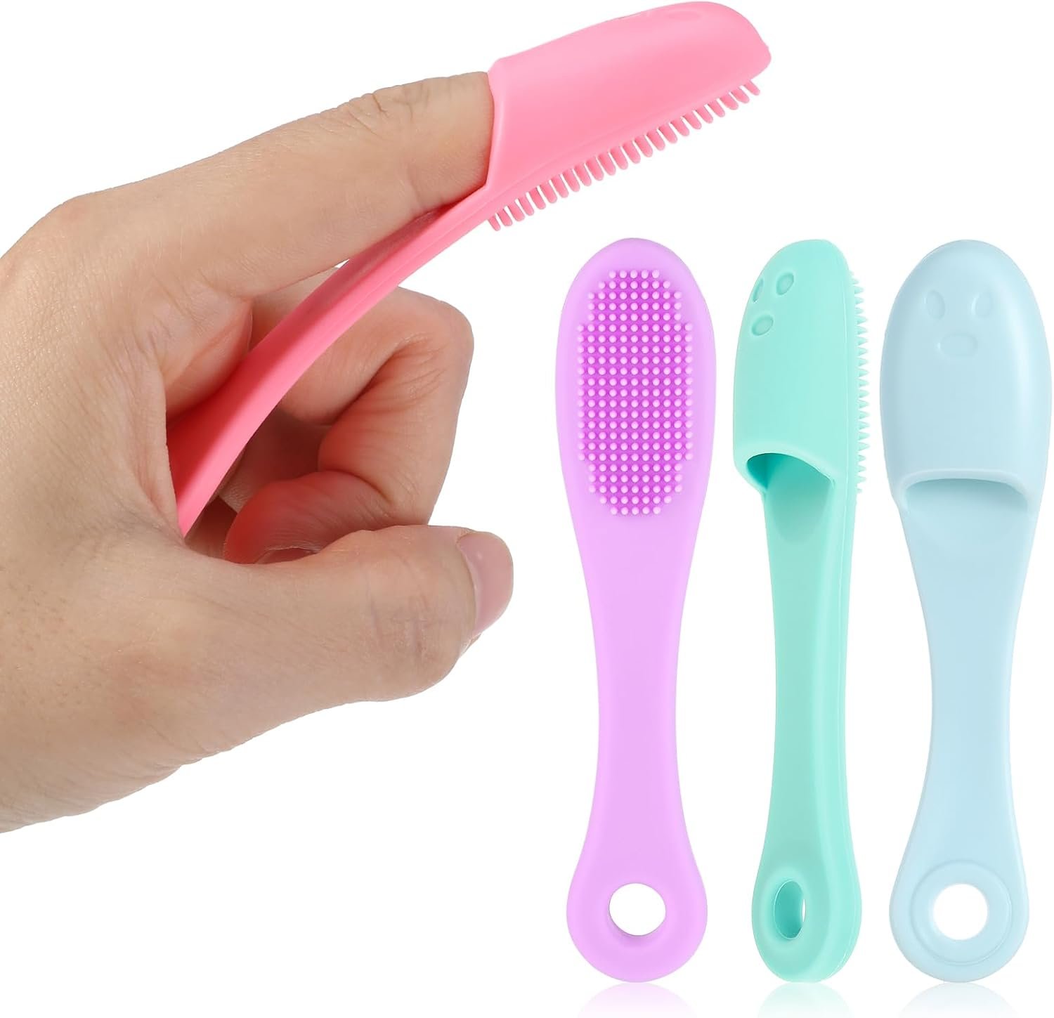 Qianyu Dog Toothbrush Soft Silicone Finger Toothbrush 4 Pack