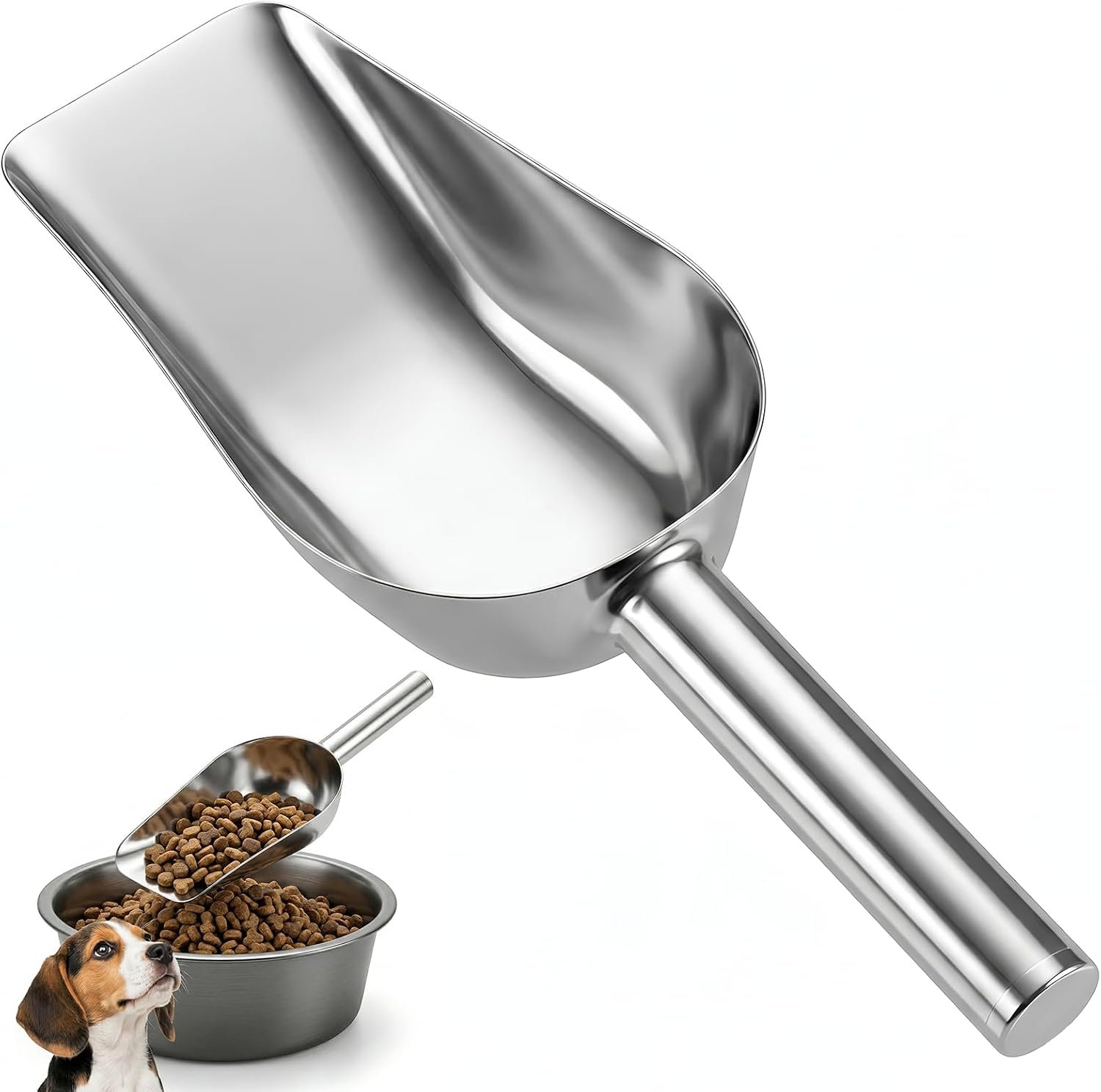 Dog-Cat Food Scoop 1 Cup Thickened Stainless Steel Pet Food Scoop