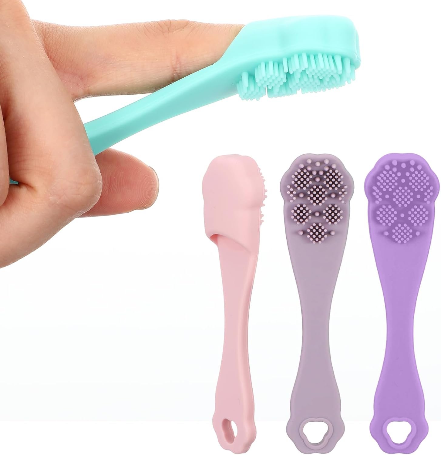 4 Pack Dog Finger Toothbrush Small Breed, Silicone Dog and Cat Finger Toothbrush Kit Food Grade, Easily Clean Teeth Dirt
