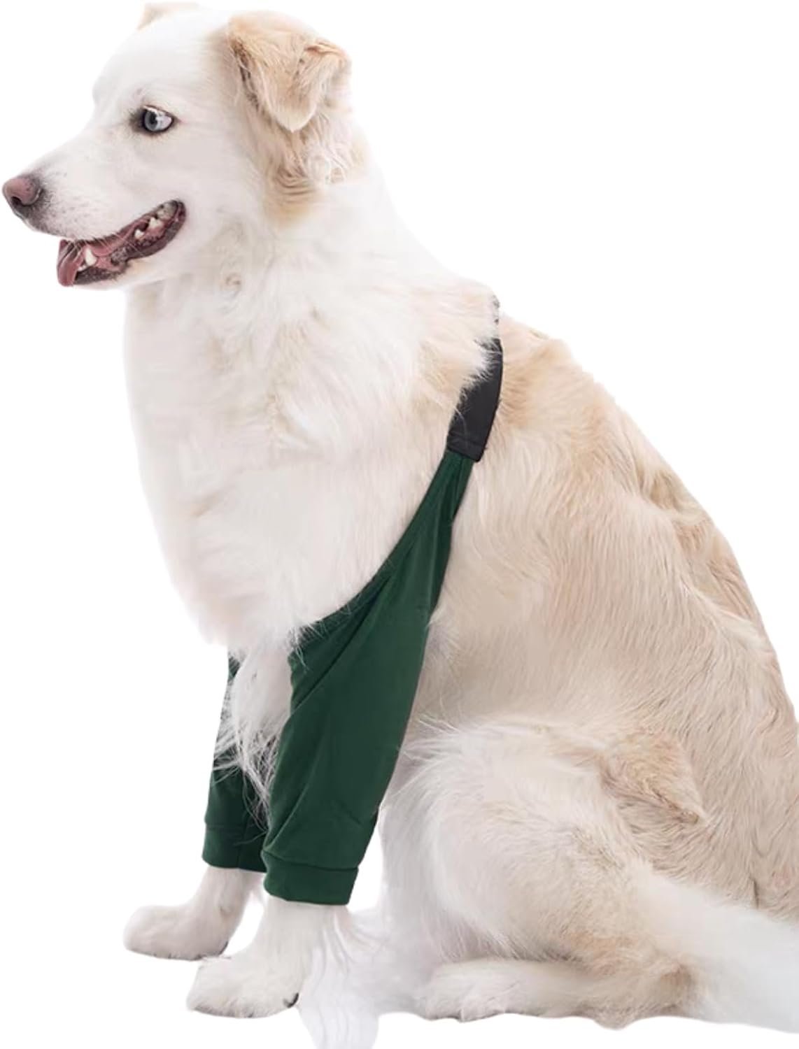 HDKUW Dog Elbow Protector, Dog Front Leg Recovery Sleeve for Prevent Licking Wound, Elbow Sleeves with Mesh Pad for Medium Large Dogs Green L