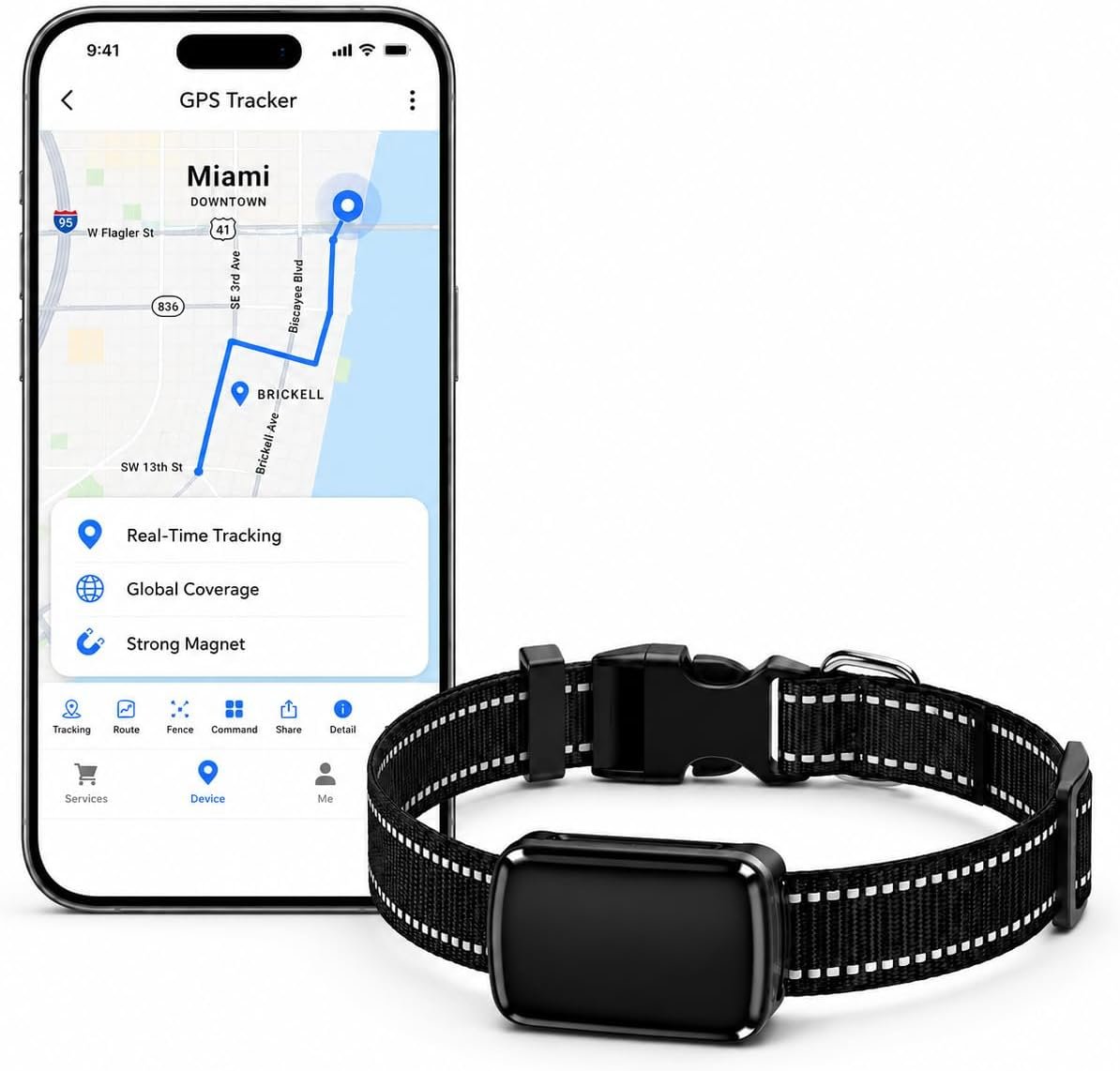 Pet GPS Tracker,Real-Time 4G Tracking Collar for Dogs & Cats IP67 Waterproof Virtual Fence Long Battery Life iOS & Android App (Subscription Required)