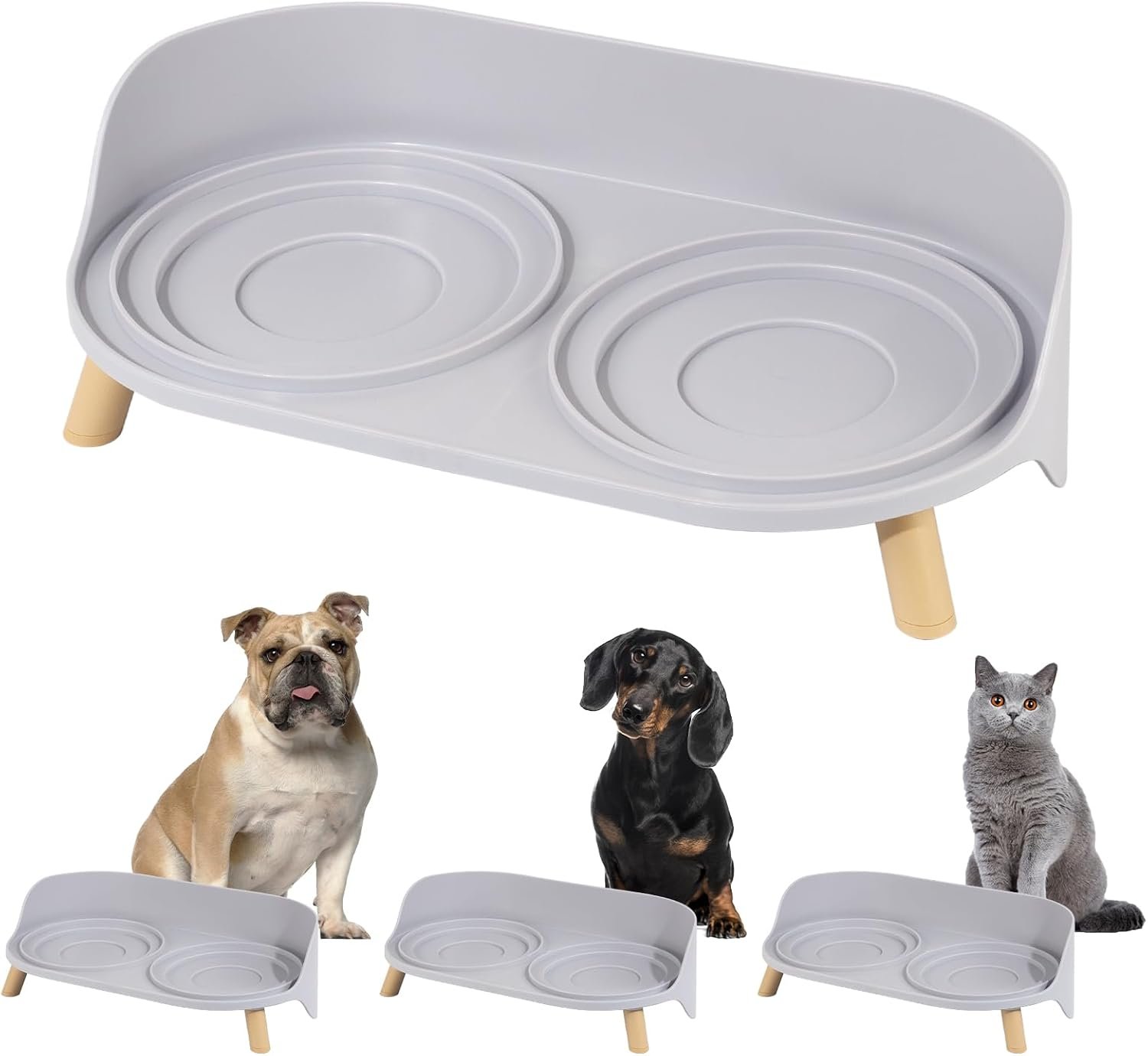 Raised Dog Feeder Bowl Stand (Without Bowls), Fits Dish up to Φ 6″