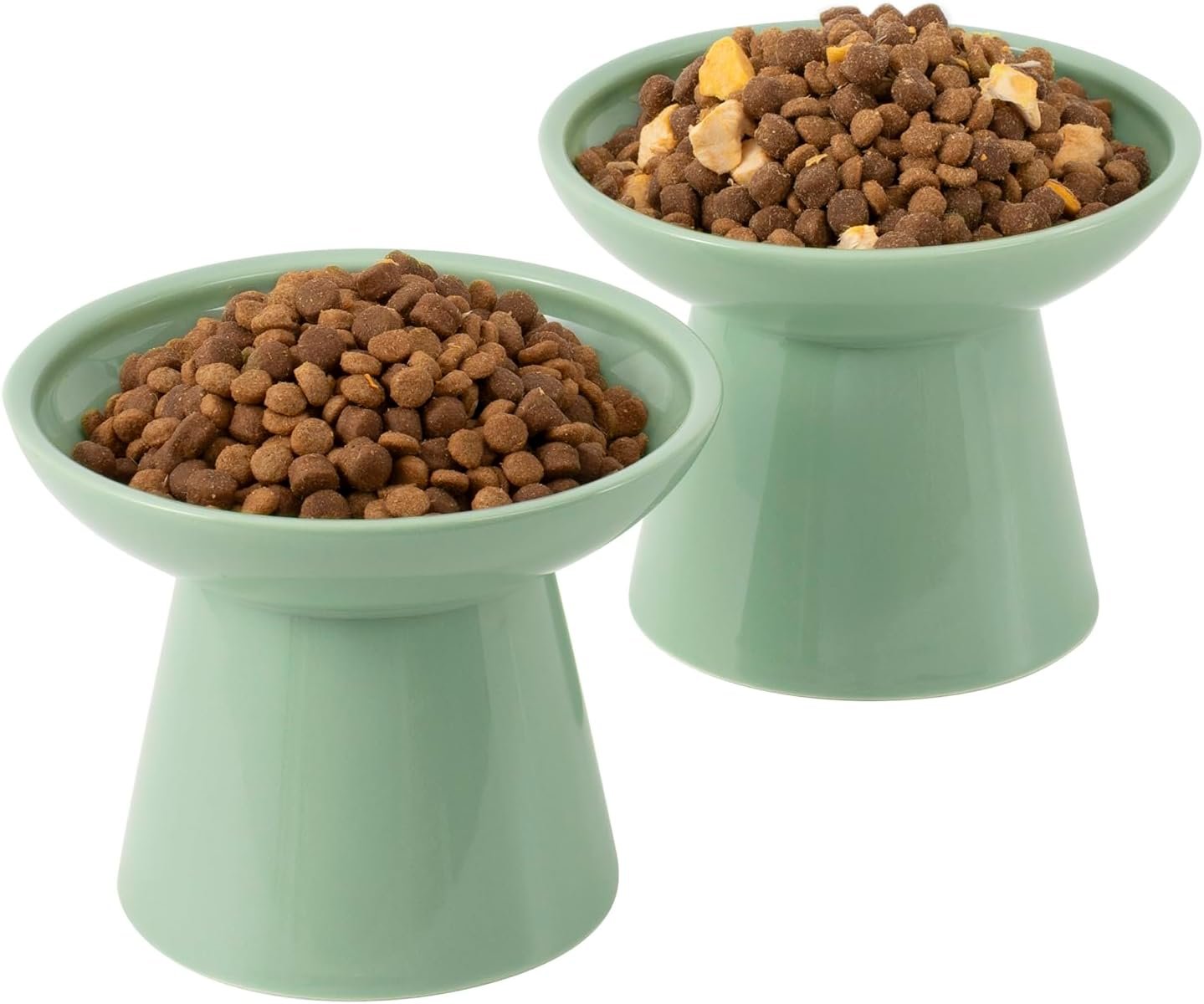 CEEFU 2-Pack Extra Wide Elevated Ceramic 6.2″ Shallow Cat Food Bowls
