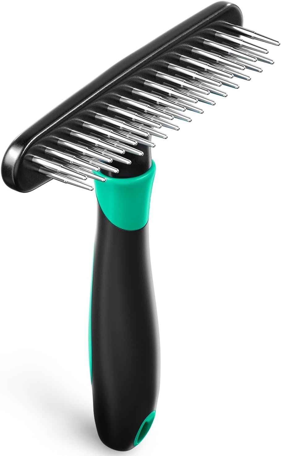 DOGI Deshedding Brush Comb – Undercoat Rake for Dogs, Cats, Short, Long Hair Coats – Double Row Stainless Steel Pins – Reduce Shedding by 90% (Green)