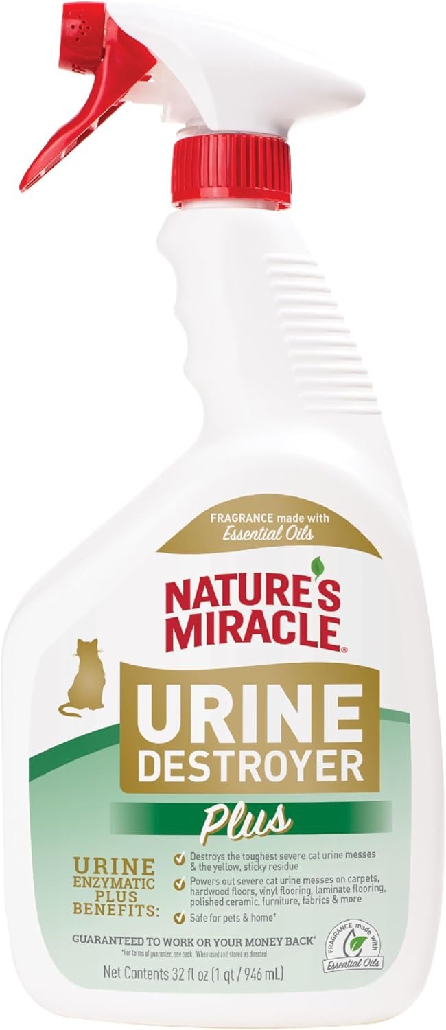Nature’s Miracle Cat Urine Destroyer Plus, Enzymatic Cleaner, 32 oz