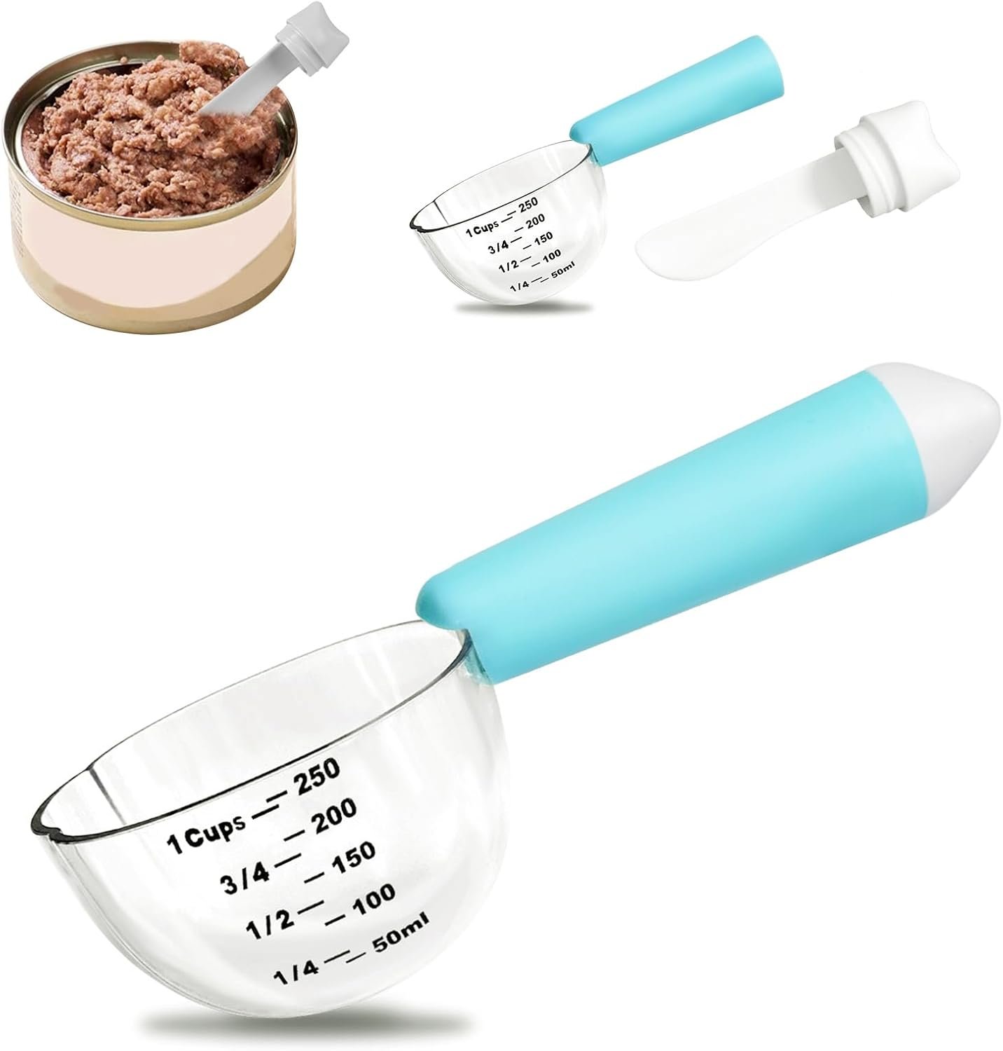 Dog & Cat Food Scoop, 1-Cup Measuring Cup with Detachable Spoon