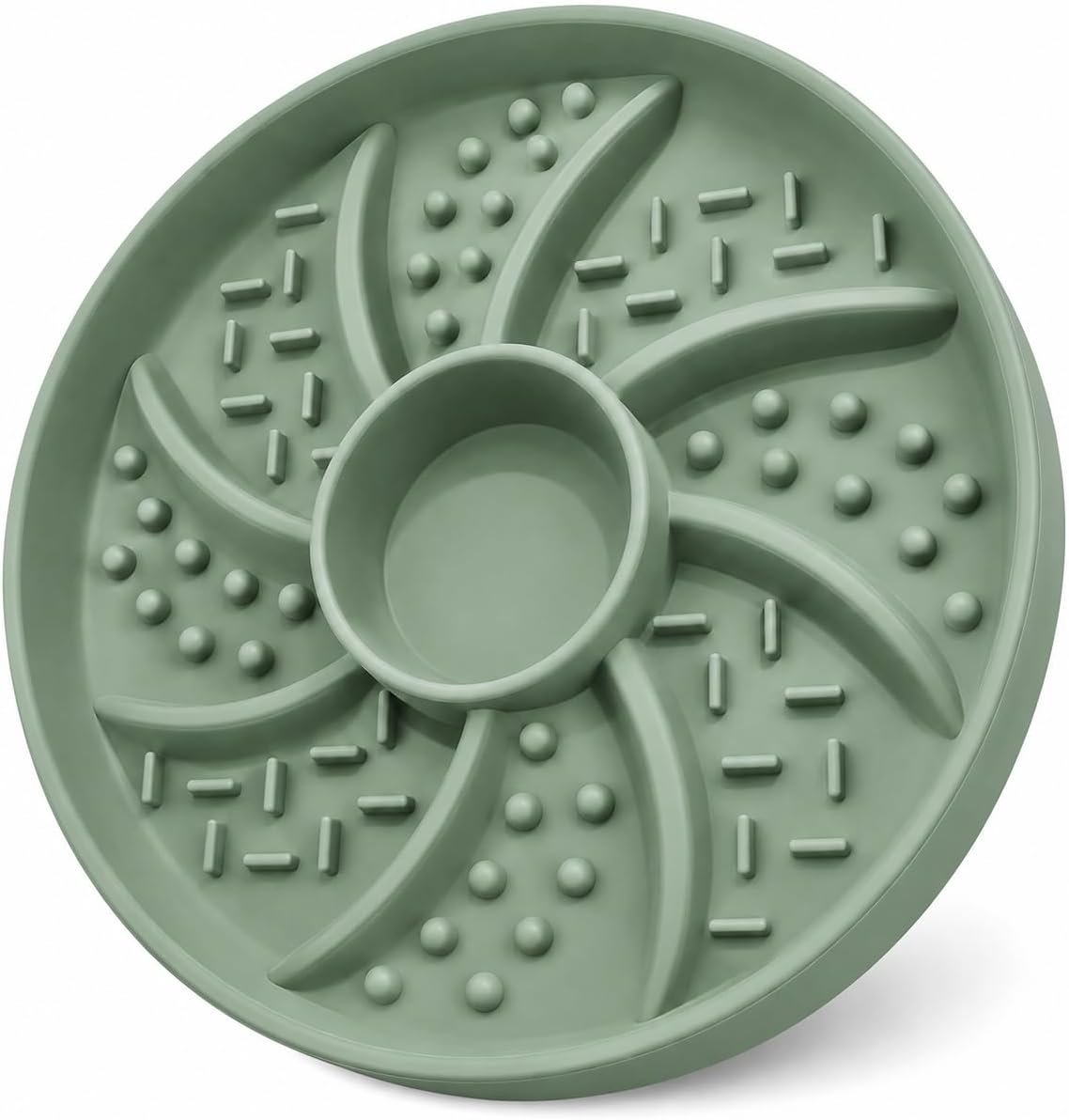 Slow Feeder Dog Bowl Silicone Suction Cup Anti Spill Dogs Cats Green