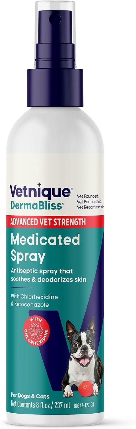 Vetnique Dermabliss Medicated Chlorhexidine Spray for Dogs & Cats, No-Sting