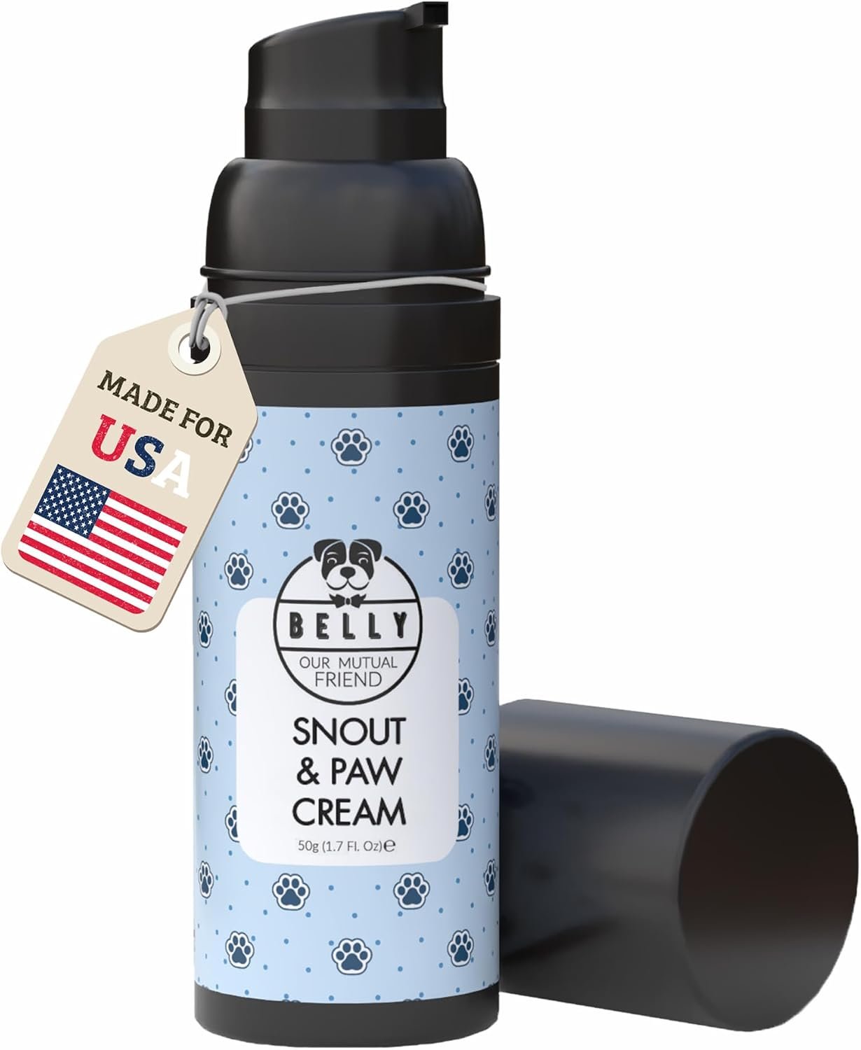 Belly Snout & Paw Cream for Dogs (1.7 oz) – 100% Natural Lick Safe Moisturizer, Soother & Protector for Cracked Paws, Snow & Salt – Fragrance Free – Elbows, Paws & Snout Soother for Dogs
