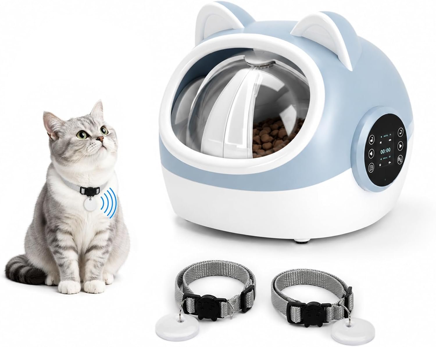 RFID Smart Pet Feeder with Dual Collar Tags – Automatic Food Bowl with Scheduled Feeding Times, LCD Display, Voice Recorder, Supports Wet & Dry Food for Multi-Pet Households
