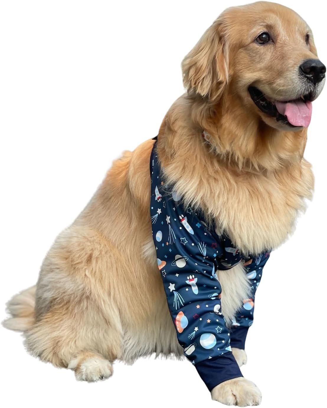 Dog Elbow Protector, Long Sleeve Dog Joint Recovery Sleeve for Prevent Licking Wound, Elbow Sleeves Long with Mesh Pad for Medium Large Dogs (Navy,3XL)