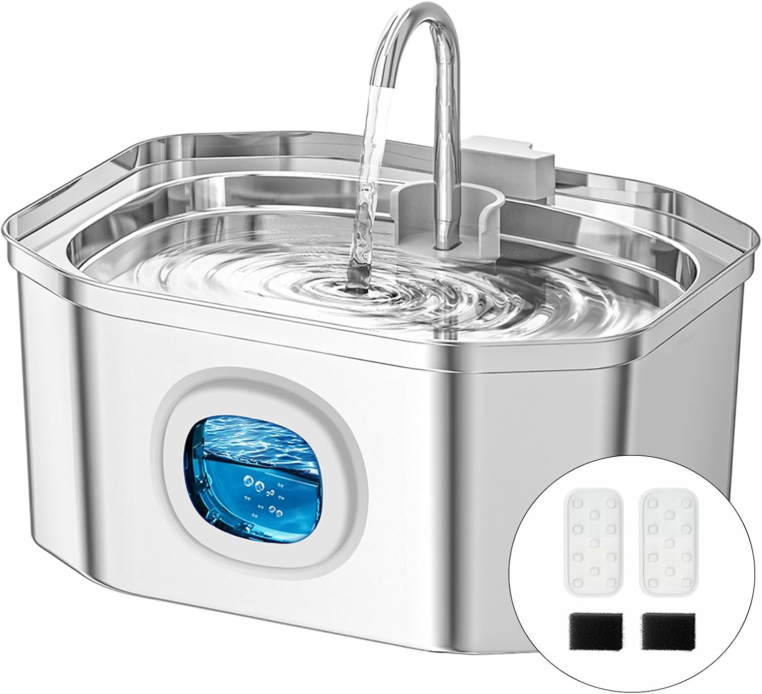 APAUK Cat Water Fountain Stainless Steel, Pet Water Fountain 108oz/3.2L