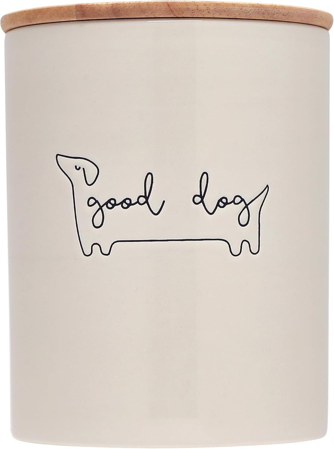 Pearhead Good Dog Ceramic Treat Jar with Airtight Wooden Lid