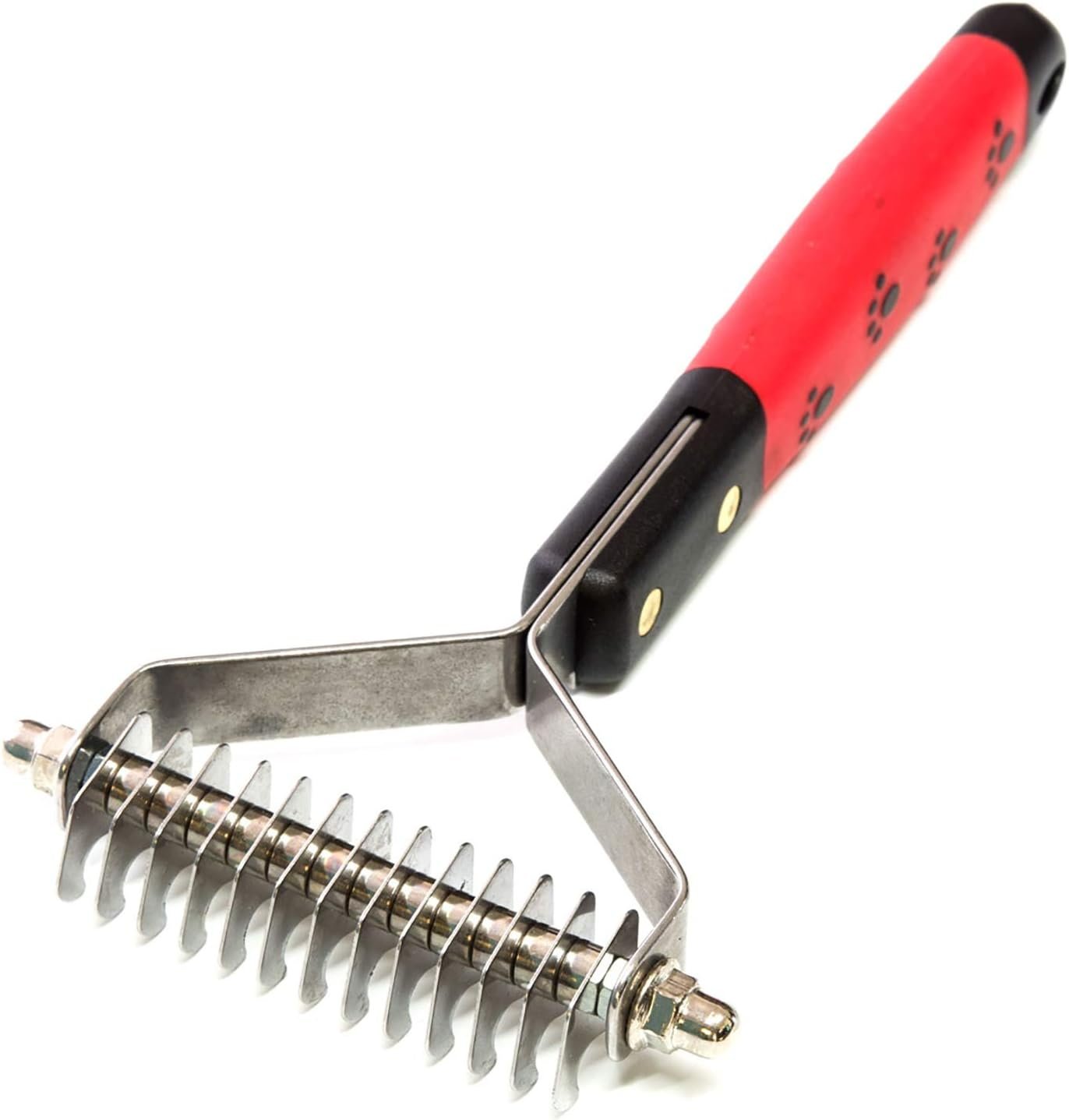 RYAN’S PET SUPPLIES Paw Brothers 13-Blade Coarse Double Wide Dematting Undercoat Rake for Dogs and Cats, Professional Grade, Dog Shedding Brush, Stainless Steel Blades, Rounded Gentle Teeth