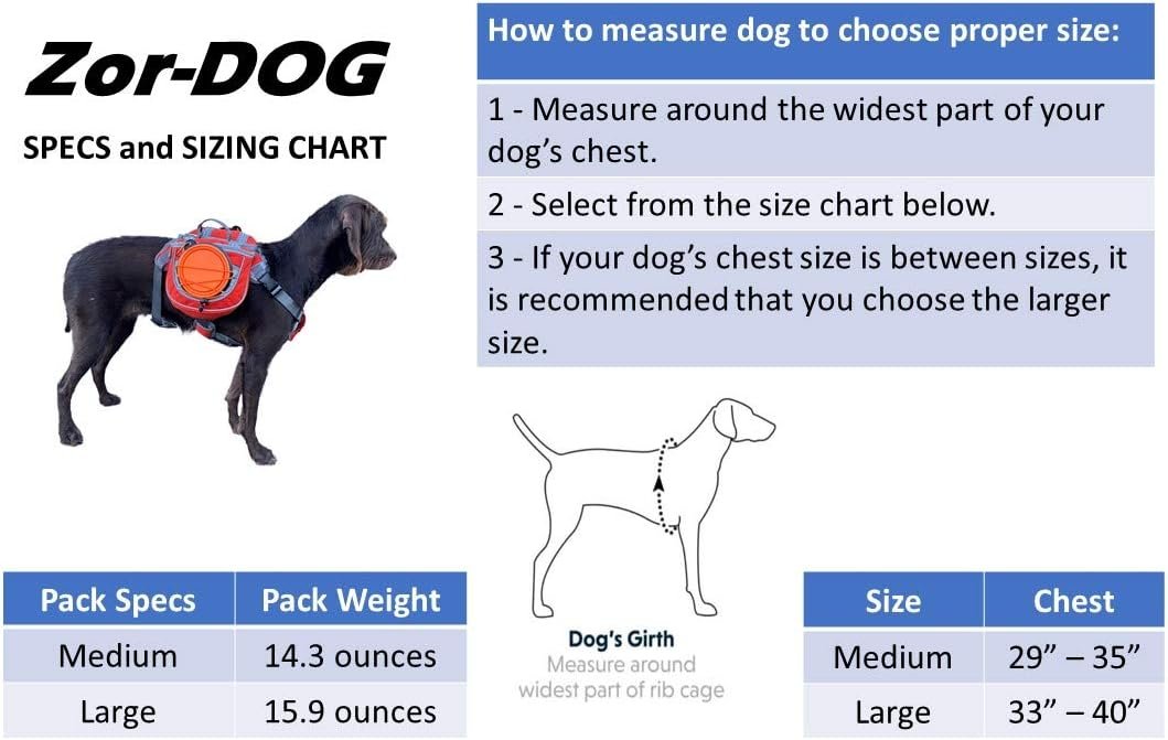 Saddlebag Back Pack & Harness Combo for Dogs 30-100+ lbs. Perfect for Travel, Trail Hiking, & Camping. Reflective, Lightweight, & Comfortable. Comes with Two Collapsible Bowls (Large, Orange)