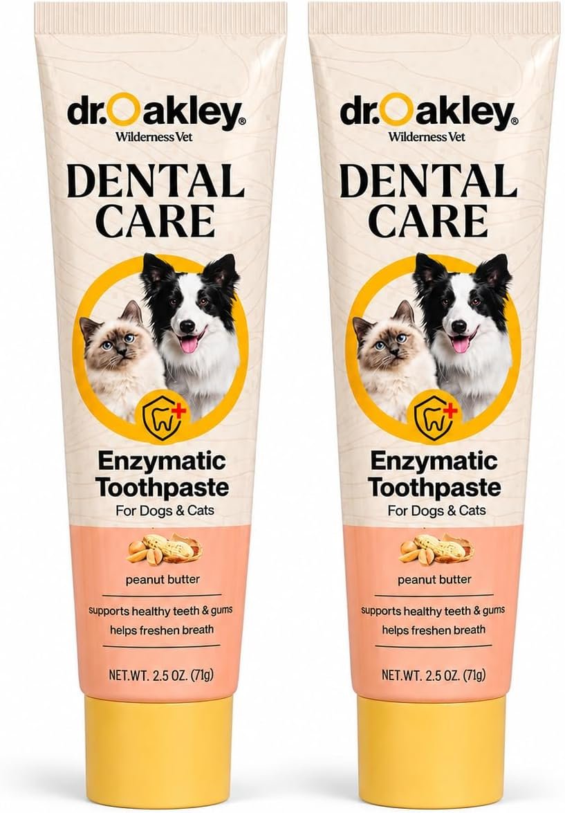 Dr. Oakley 2 Pack Cat or Dog Toothpaste Peanut Butter Flavor Enzymatic Safe Vet Formula