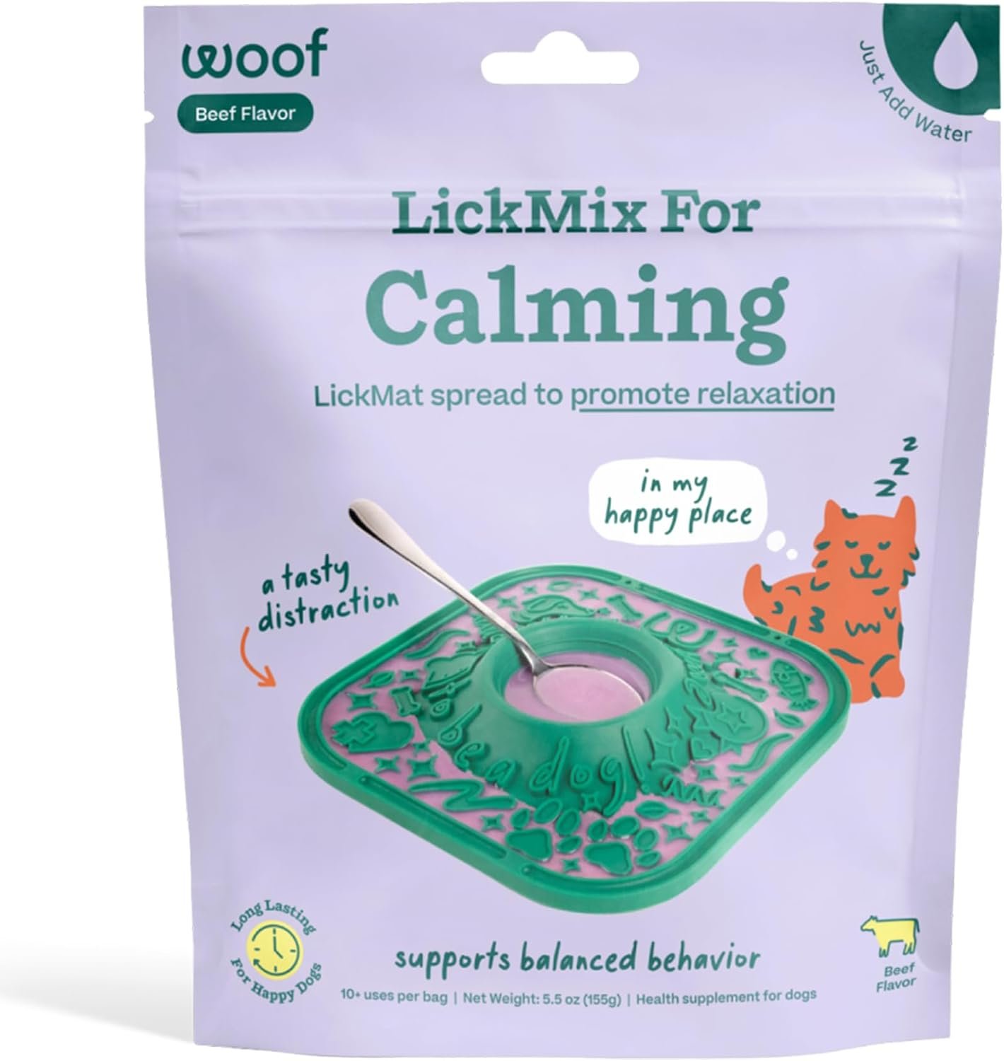 WOOF LickMix, Dog Lick Mat Spread & Meal Topper, Calming