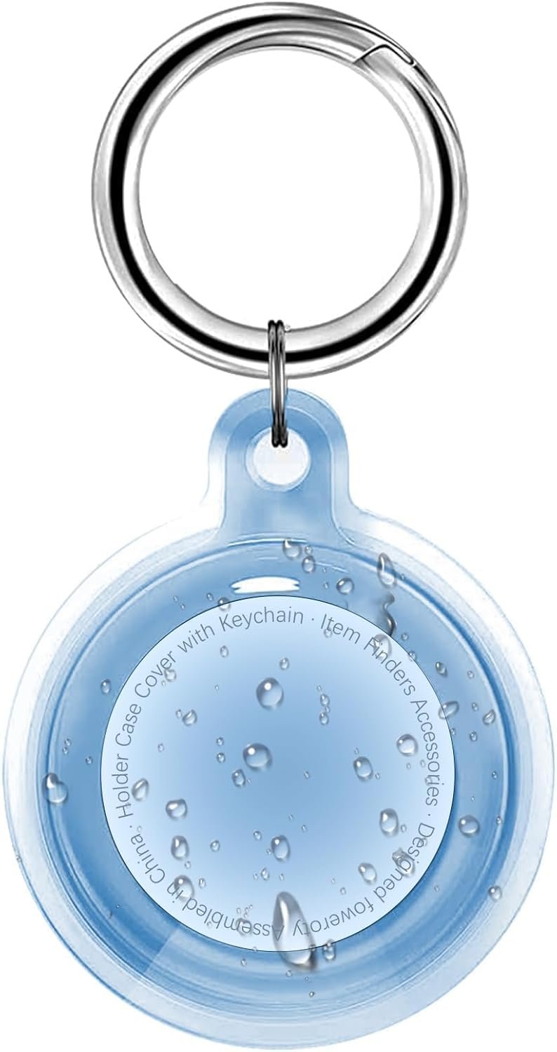 IPX8 Waterproof for Airtag Holder, for Apple for Airtags with Keychain, for Air Tag Case for Luggage, Dog Collar, Keys, Anti-Scratch Full Body Protective for Air Tags Holder（Blue）