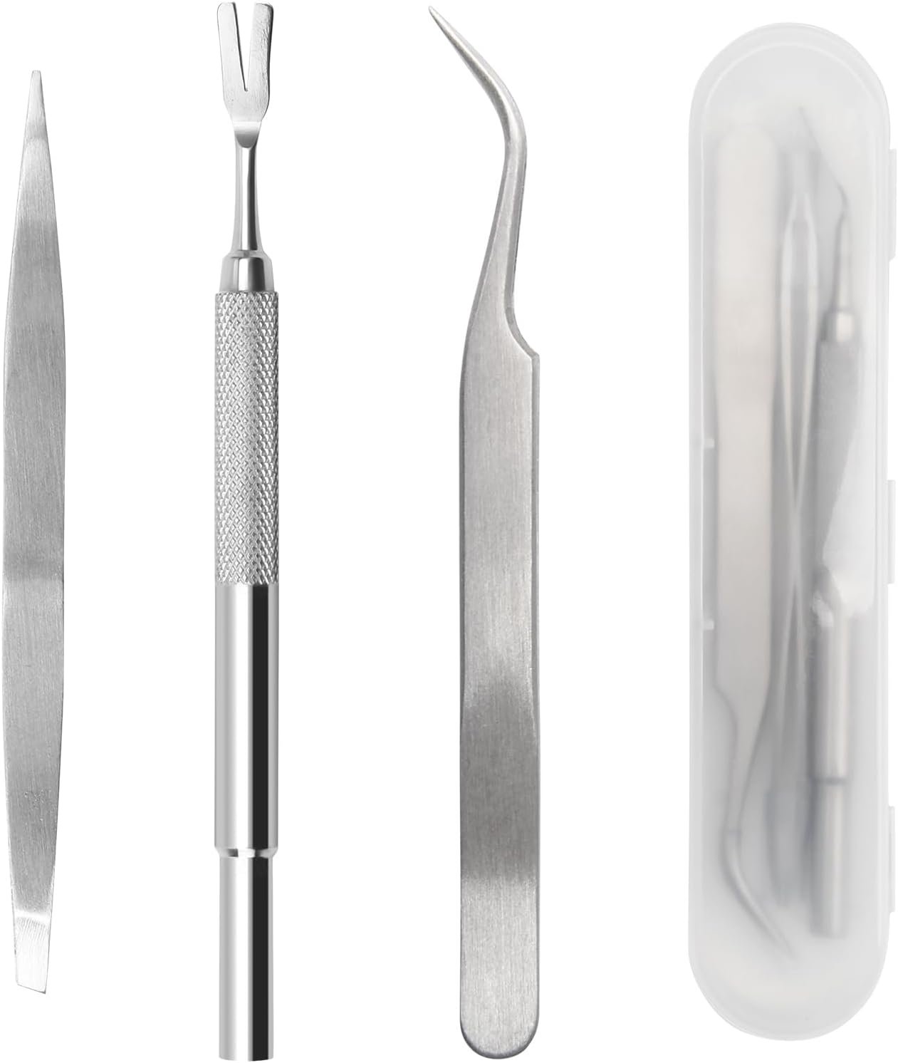 COITEK 3 in 1 Tick Remover Kit, Stainless Steel Tick Remover Tweezers Tools Set for Pet Dog, Cat, with Storage Box (Silver)