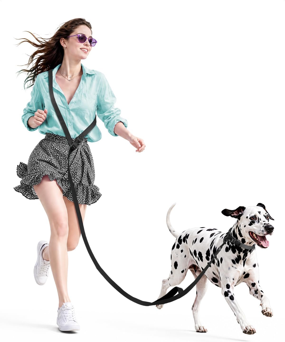 Hands Free Dog Leash, 5.9-8.2ft Multifunctional Crossbody Rope with Explosion-Proof Handle and Adjustable Training Hands Free Leash for Medium Dog Walking Jogging and Running
