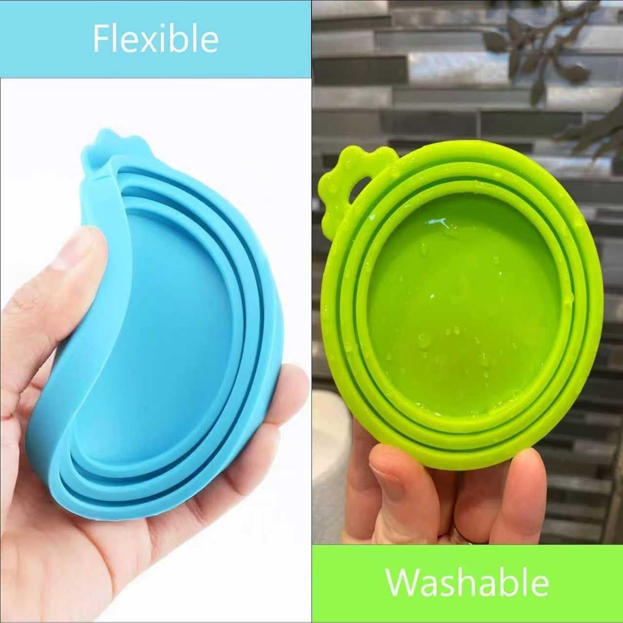 Emptycolor 4 Pack Pet Dog Food Can Lids, Silicone Cat Food Can Covers for Canned Goods, Universal Reusable Lids Tops & Savers Caps for 3 Standard Sizes, BPA Free