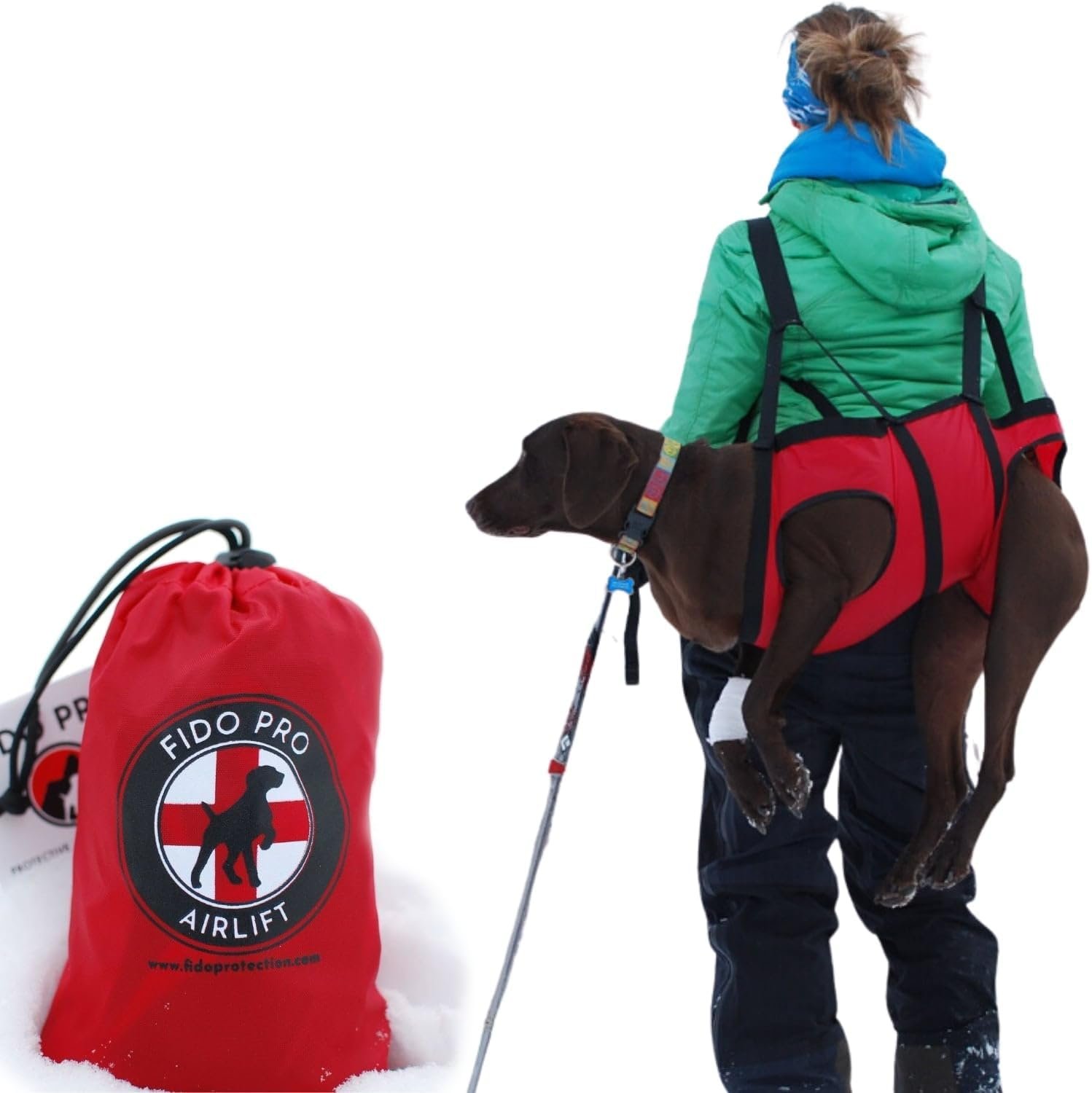 Fido Pro Airlift Emergency Dog Rescue Sling – Lightweight, Packable Dog Sling with 8-Point Support System for Safe Transport – Ideal for Hiking, Skiing | Medium (20-45 lbs)