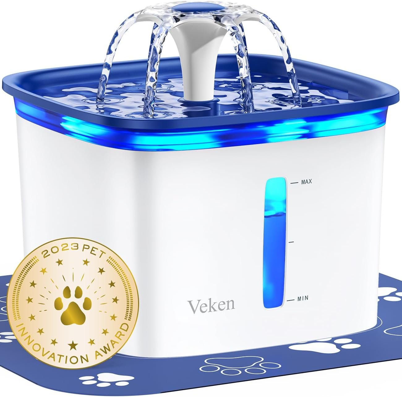 Veken Innovation Award Winner 95oz/2.8L Cat Water Fountain, C1 Classic