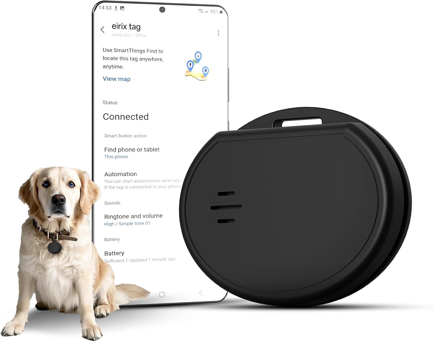 Smart Tags for Samsung- 1 Pack, Work with Smart Things app-IP67 Waterproof, Bluetooth Tracker Tags,Key Finder and Item Locator for Keys, Bags,Luggage Pets,Cats Dogs (Samsung Only)