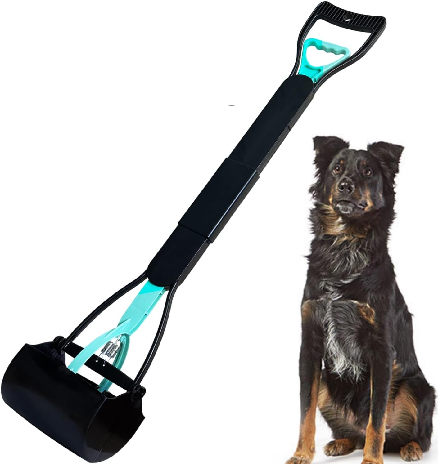 ienjoyed 32″ Tall Pooper Scooper, Large Pooper Scooper for Dogs Heavy Duty, Dog Pooper Scooper with Long Handle & High Strength Durable Spring, Foldable Dog Poop Pick Up (Bottom Seamless)