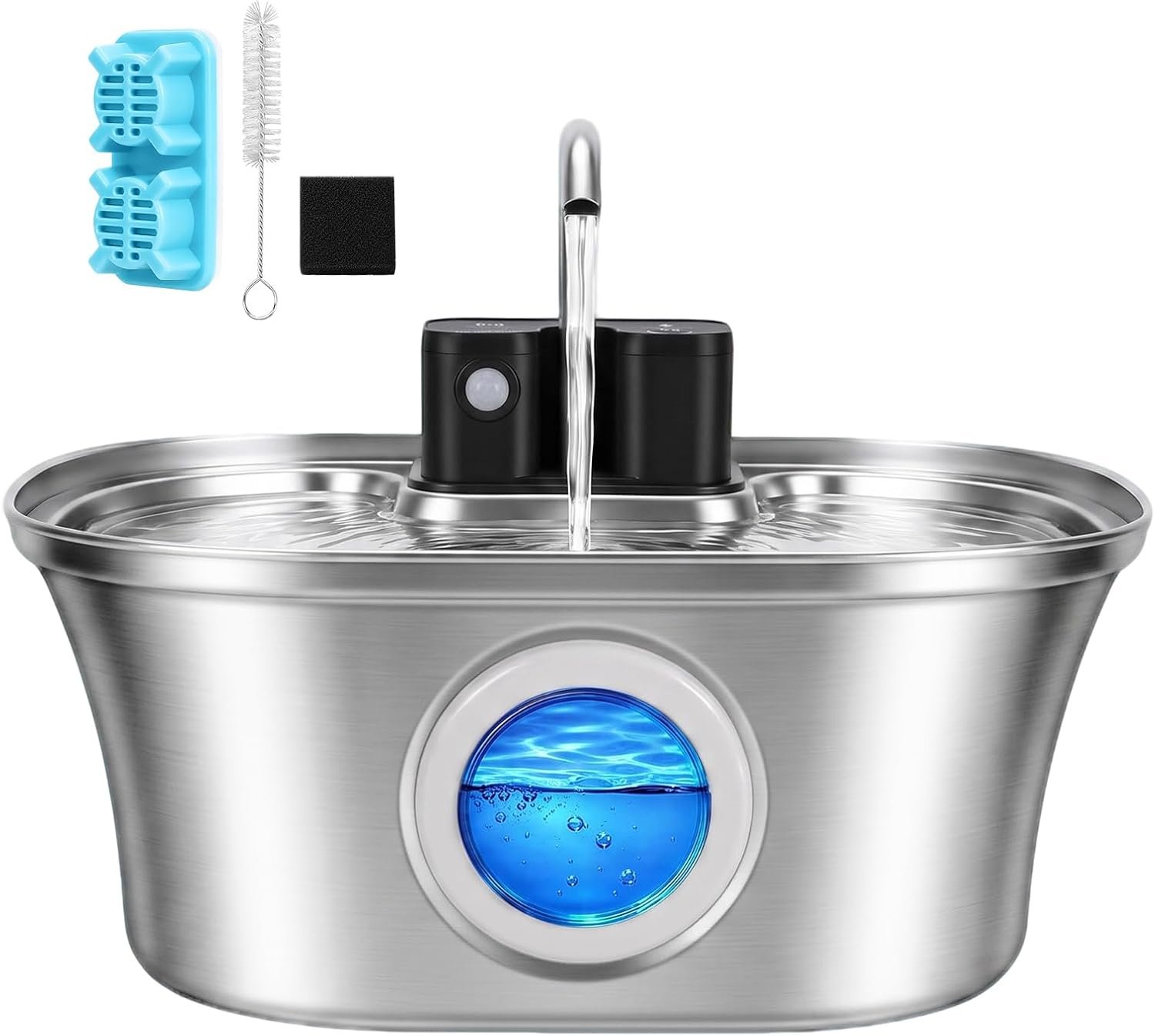 Wireles Cat Water Fountain, 108oz/ 3.2l Automatic Cordless Pet Fountain, Stainless Steel & Rechargeable &Battery Operated Cat Water Fountain, Wireless Pet Fountain with 4200 Mah Battery