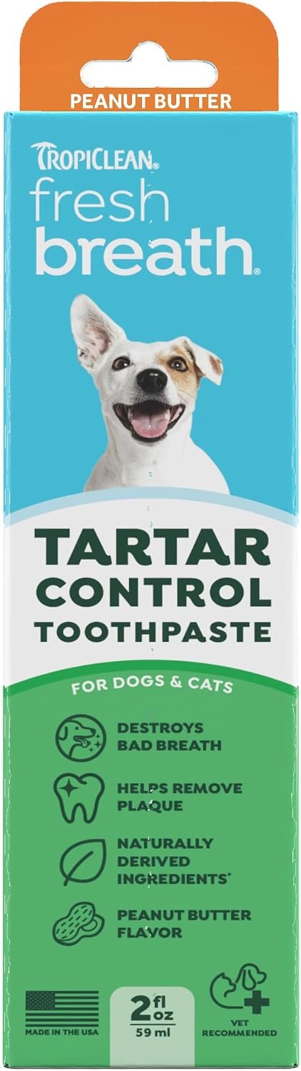 TropiClean Fresh Breath Dog Toothpaste, Peanut Butter & Honey, 2oz