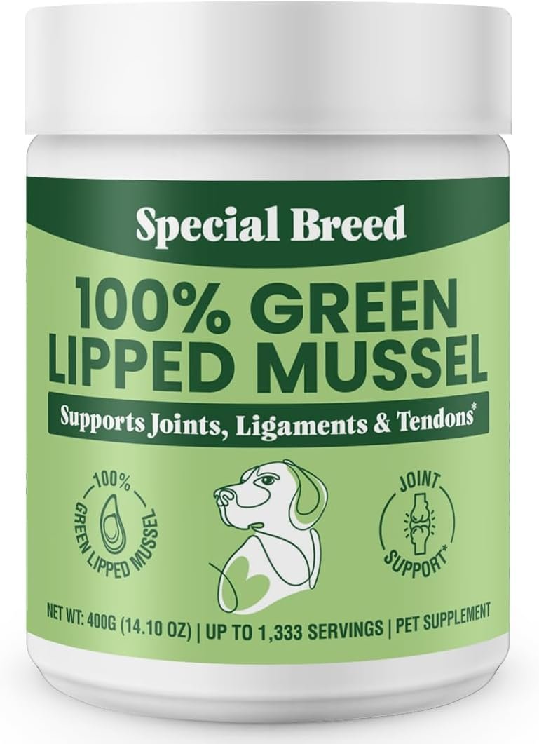 Special Breed Green Lipped Mussel Powder for Dogs & Cats – 100% New Zealand Green Lipped Mussels – 400 Grams – 1,333 Servings
