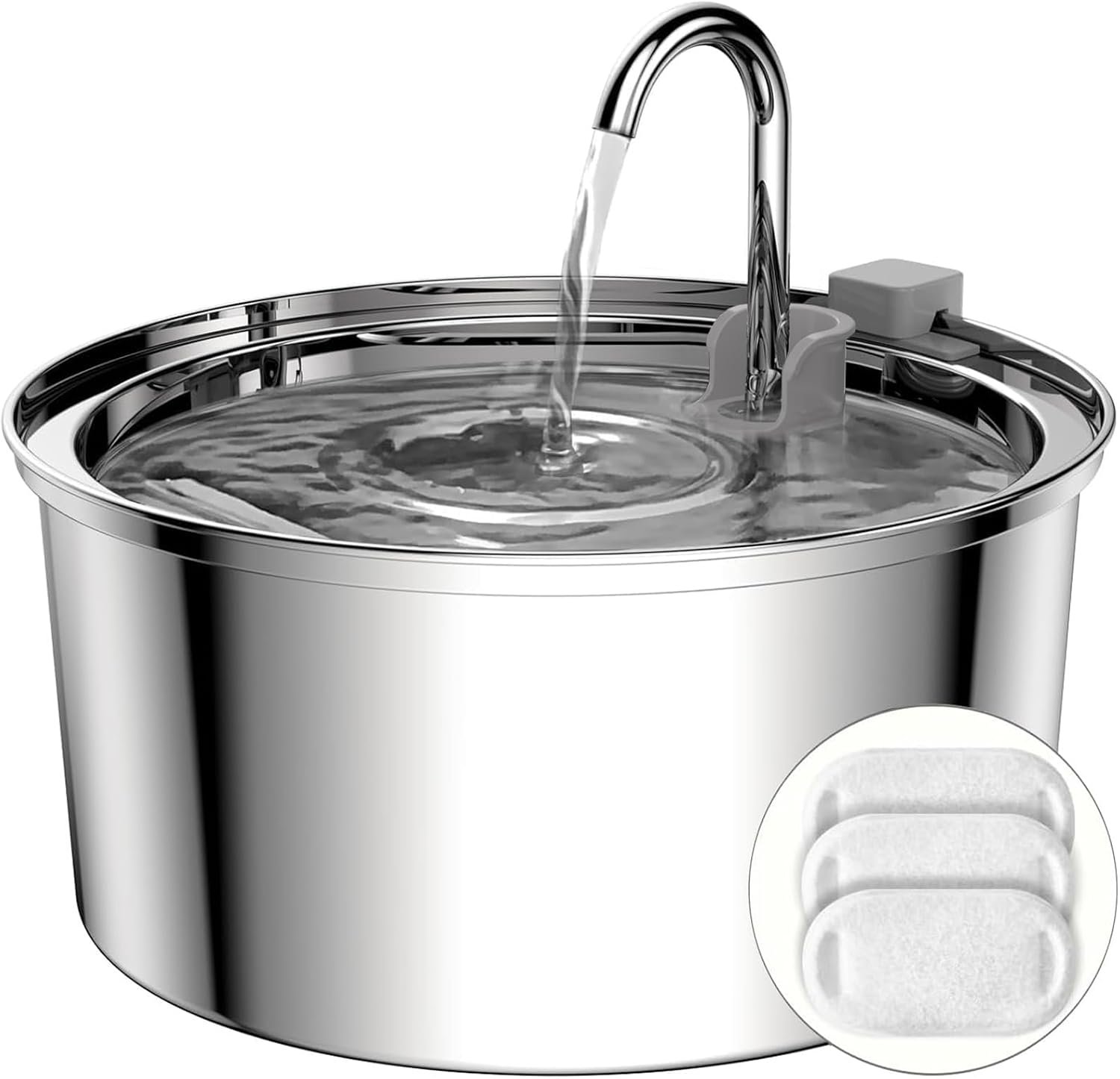Tomxcute Cat Water Fountain Stainless Steel, 108oz/3.2L Pet Fountain