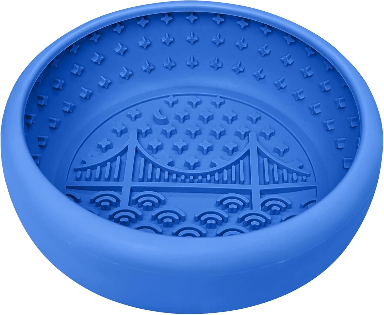 Dog Lick Bowl, BPA Free Silicone Slow Feeder Licking Mat with Strong Suction for Dog, Non-Slip Freeze Licking Bowl for Anxiety Relief & Boredom, Dishwasher(Blue, Large)
