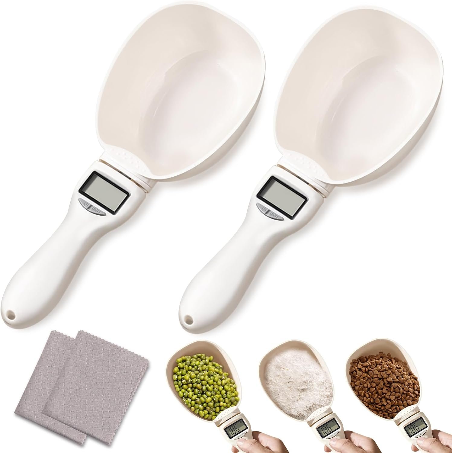 2pcs Digital Measuring Spoon, Digital Food Measuring Scoop Scale,Adjustable Measuring Spoon,Electronic Kitchen Measuring Spoon Scale for Cooking Baking、Kitchen Gadgets,Pet Dog Cat Food