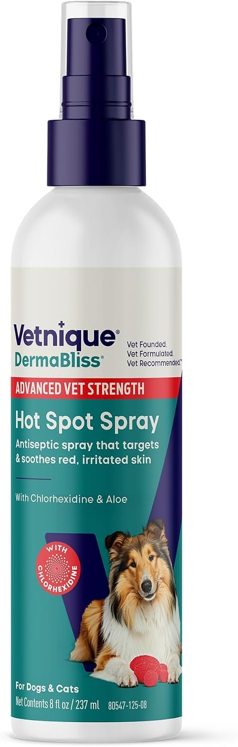 Vetnique Dermabliss Hot Spot Treatment Spray for Dogs Cats, Skin Relief