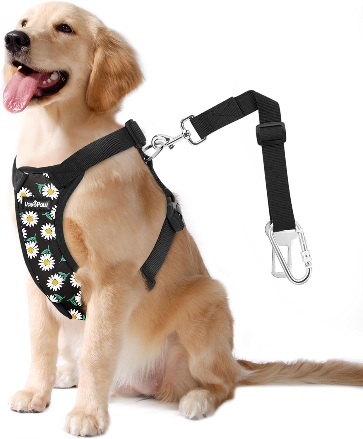 VavoPaw Dog Seat Belt Vest Harness for Car, 2 in 1 Seatbelt Buckle
