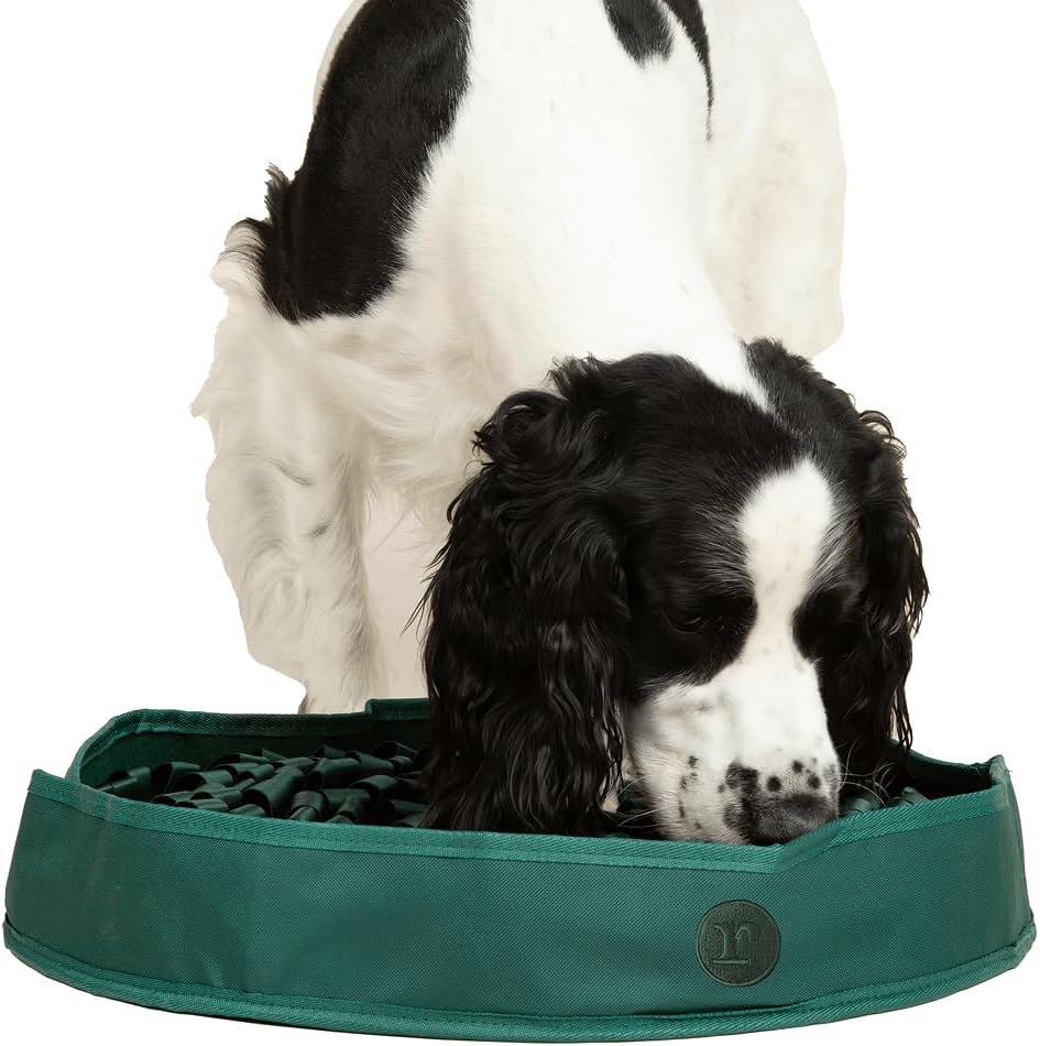 Reggie Snuffle Mat for Dogs, for Calming Support, Reducing Speed Eating, and Mental Stimulation, Durable & Easy to Clean Sniff Mat for Dogs, 20″ Large Diameter, Dog Enrichment Toys, Hunter Green